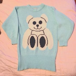 Vintage Pastel Teddy Bear Sweater from Knitworks